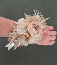 Load image into Gallery viewer, Fully preserved nude corsage &amp; hair comb with peony&#39;s - School formal / Wedding

