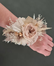 Load image into Gallery viewer, Fully preserved nude corsage &amp; hair comb with peony&#39;s - School formal / Wedding
