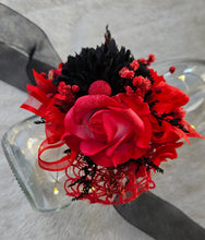 Load image into Gallery viewer, Everlasting flowers black &amp; red corsage - School formal / Wedding
