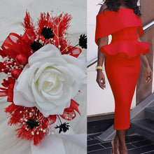 Load image into Gallery viewer, Everlasting flowers red &amp; white corsage  - School formal / Wedding
