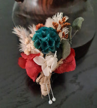 Load image into Gallery viewer, Preserved rustic style orange &amp; green buttonhole – wedding, school formal
