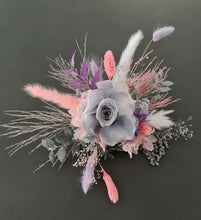 Load image into Gallery viewer, Happy Birthday Preserved flowers cake topper in grey, pink &amp; purple
