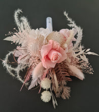Load image into Gallery viewer, Happy Birthday Preserved flowers cake topper in peach and neutral
