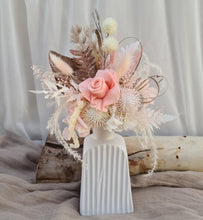 Load image into Gallery viewer, Happy Birthday Preserved flowers cake topper in peach and neutral
