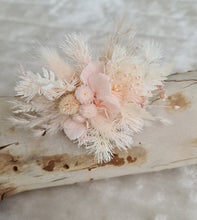 Load image into Gallery viewer, Preserved blush flowers bangle bracelet corsage &amp; buttonhole - School formal / wedding
