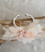 Load image into Gallery viewer, Preserved blush flowers bangle bracelet corsage &amp; buttonhole - School formal / wedding
