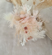 Load image into Gallery viewer, Preserved blush flowers bangle bracelet corsage &amp; buttonhole - School formal / wedding

