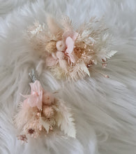 Load image into Gallery viewer, Preserved blush flowers bangle bracelet corsage &amp; buttonhole - School formal / wedding
