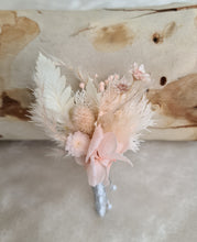 Load image into Gallery viewer, Preserved blush flowers bangle bracelet corsage &amp; buttonhole - School formal / wedding
