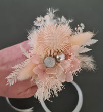 Load image into Gallery viewer, Preserved blush flowers corsage &amp; buttonhole with silver  - School formal / wedding
