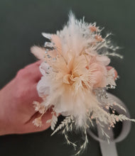 Load image into Gallery viewer, Blush &amp; silver preserved flowers corsage &amp; buttonhole - School formal / wedding
