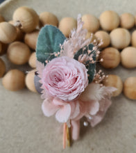 Load image into Gallery viewer, Groom&#39;s mini preserved peony buttonhole - pink &amp; green - wedding
