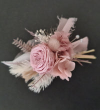 Load image into Gallery viewer, Groom&#39;s mini preserved peony buttonhole - dusty pink, blush mauve - wedding
