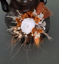 Load image into Gallery viewer, Rustic Groom&#39;s mini preserved peony buttonhole - terracotta &amp; white - wedding

