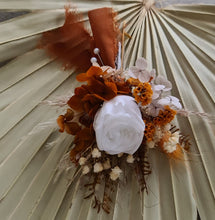 Load image into Gallery viewer, Rustic Groom&#39;s mini preserved peony buttonhole - terracotta &amp; white - wedding
