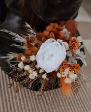 Load image into Gallery viewer, Rustic Groom&#39;s mini preserved peony buttonhole - terracotta &amp; white - wedding
