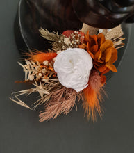 Load image into Gallery viewer, Rustic Groom&#39;s mini preserved peony buttonhole - terracotta &amp; neutral - wedding
