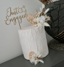Load image into Gallery viewer, Everlasting / preserved flowers white &amp; gold double love hearth Boho engagement cake topper
