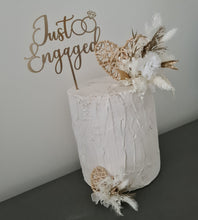Load image into Gallery viewer, Everlasting / preserved flowers white &amp; gold double love hearth Boho engagement cake topper

