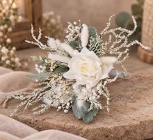 Load image into Gallery viewer, Frosty green &amp; white / neutral double everlasting flowers cake topper
