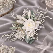 Load image into Gallery viewer, Frosty green &amp; white / neutral double everlasting flowers cake topper
