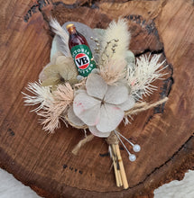 Load image into Gallery viewer, Fancy VB beer bottle buttonhole - Wedding, groom, groomsmen, school formal
