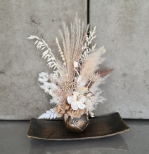 Load image into Gallery viewer, Preserved boho birthday flowers in unique pot w tray
