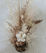 Load image into Gallery viewer, Preserved boho birthday flowers in unique pot w tray
