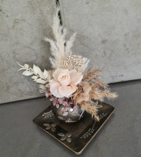 Load image into Gallery viewer, Mini preserved rose neutral boho flowers w Happy Birthday tag
