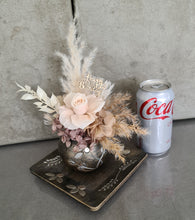 Load image into Gallery viewer, Mini preserved rose neutral boho flowers w Happy Birthday tag
