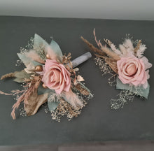 Load image into Gallery viewer, 2 x Flower cake topper in blush, sage &amp; gold

