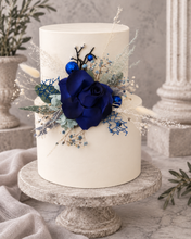 Load image into Gallery viewer, Floral cake topper in blue, green &amp; white with the glitter
