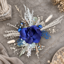 Load image into Gallery viewer, Floral cake topper in blue, green &amp; white with the glitter
