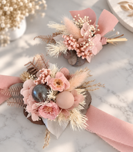 Load image into Gallery viewer, Preserved flowers dusty &amp; blush pink corsage &amp; buttonhole - School formal / wedding
