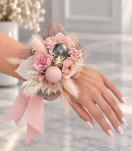 Load image into Gallery viewer, Preserved flowers dusty &amp; blush pink corsage &amp; buttonhole - School formal / wedding
