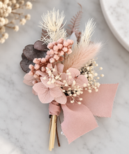 Load image into Gallery viewer, Preserved flowers dusty &amp; blush pink corsage &amp; buttonhole - School formal / wedding
