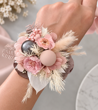 Load image into Gallery viewer, Preserved flowers dusty &amp; blush pink corsage &amp; buttonhole - School formal / wedding
