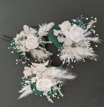 Load image into Gallery viewer, 3 x larger hair bobby pins – green &amp; white

