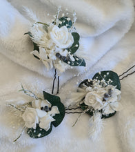 Load image into Gallery viewer, 3 x larger hair bobby pins – green &amp; white
