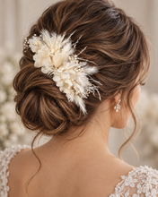 Load image into Gallery viewer, Larger size white preserved flowers comb – Wedding, school formal, engagement
