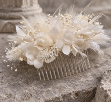Load image into Gallery viewer, Larger size white preserved flowers comb – Wedding, school formal, engagement
