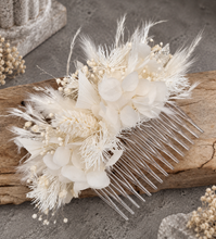 Load image into Gallery viewer, Larger size white preserved flowers comb – Wedding, school formal, engagement
