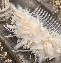 Load image into Gallery viewer, Larger size white preserved flowers comb – Wedding, school formal, engagement
