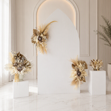 Load image into Gallery viewer, Boho King Protea Everlasting arbour / backdrop flowers Style 1 - HIRE ONLY
