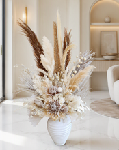 Load image into Gallery viewer, Boho King Protea Everlasting flowers in urn - HIRE ONLY
