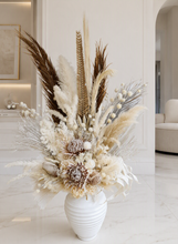 Load image into Gallery viewer, Boho King Protea Everlasting flowers in urn - HIRE ONLY
