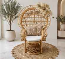 Load image into Gallery viewer, Boho Queen Peacock Chair with chair flowers - HIRE ONLY
