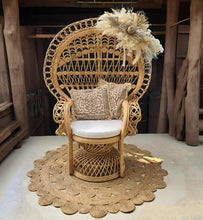 Load image into Gallery viewer, Boho Queen Peacock Chair with chair flowers - HIRE ONLY
