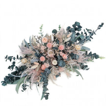 Load image into Gallery viewer, Green Neutral &amp; Pink Flowers – Welcome sign / easel / small backdrop flowers - HIRE ONLY
