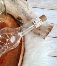Load image into Gallery viewer, Boho Lace - Glass bottles with fairy lights - HIRE ONLY
